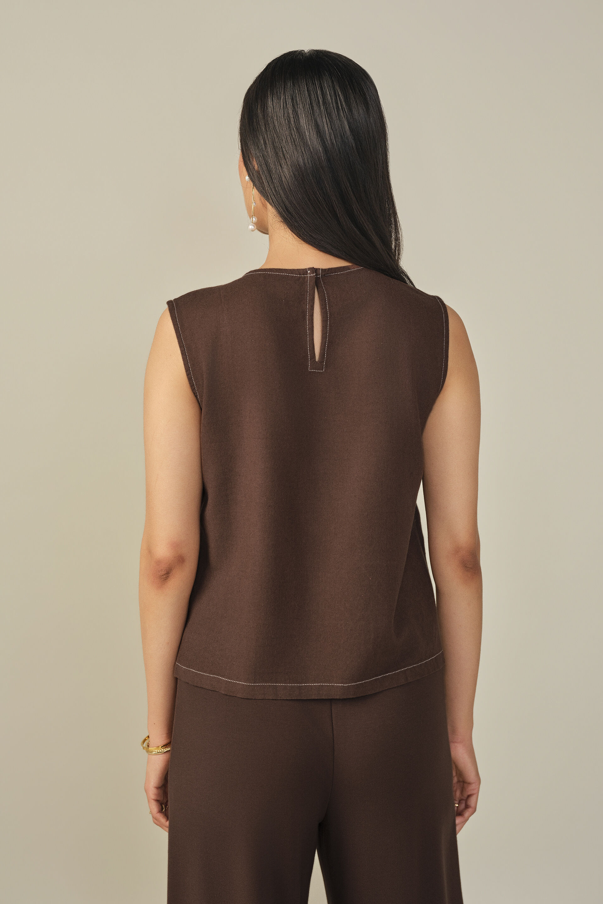 Floral Embroidered Tie-up Top in Brown, Brown, image 6